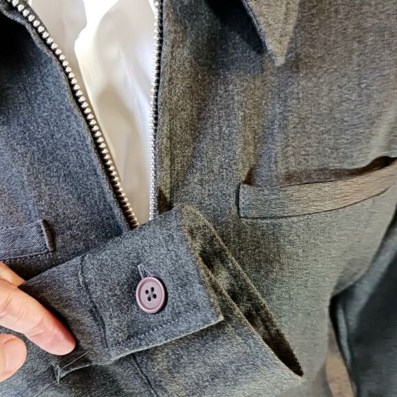 EXPRESS Moto Jacket Collar Neckline Zip Front Button Cuffs Pockets Gray Size S - Picture 2 of 9